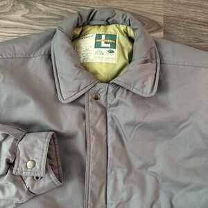 VTG WEARGUARD Large Long Gray Insulated Bomber Jacket Style 410 Quilted Distress